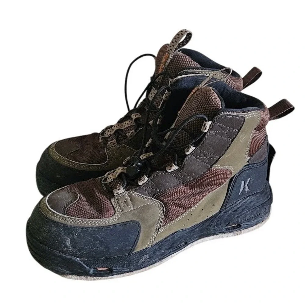 Korkers Redside FB3310 Boots Men Size 12 Brown Fishing Wading Felt Bottom